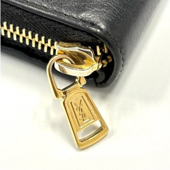 Yves Saint Laurent Black Leather Wallet with Gold Zipper - Picture 7 of 11